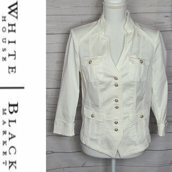 White House Black Market Jackets & Coats Whbm 34 Sleeve White Military Jacket Poshmark